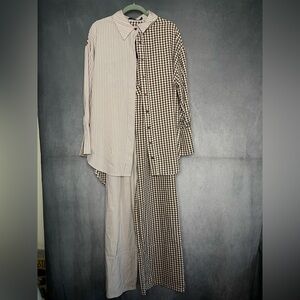 Button down Pant set in Striped and Checkered Patterns